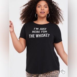 Torrid Here For The Whiskey Black Classic Fit Crew Tee NWOT
